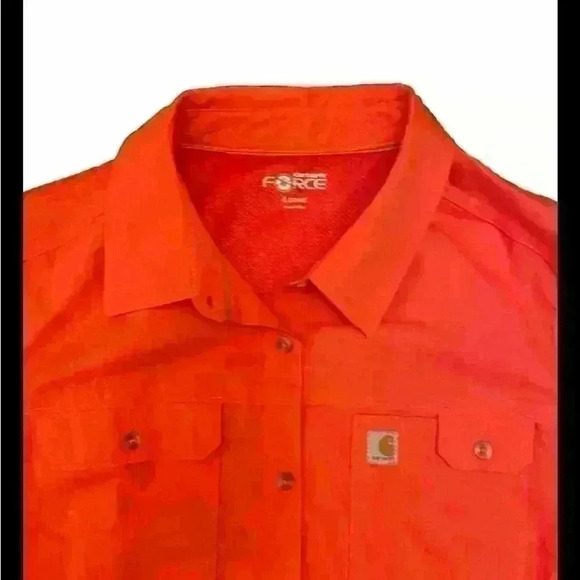 Carhartt Force Coral Pink Button Down Shirt Size 12-14 NWOT - Picture 3 of 4